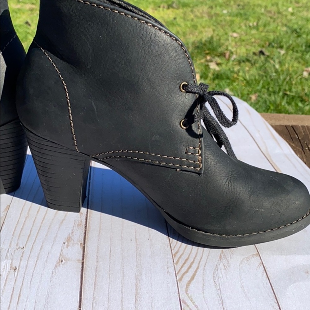 Clarks black leather ankle boots
